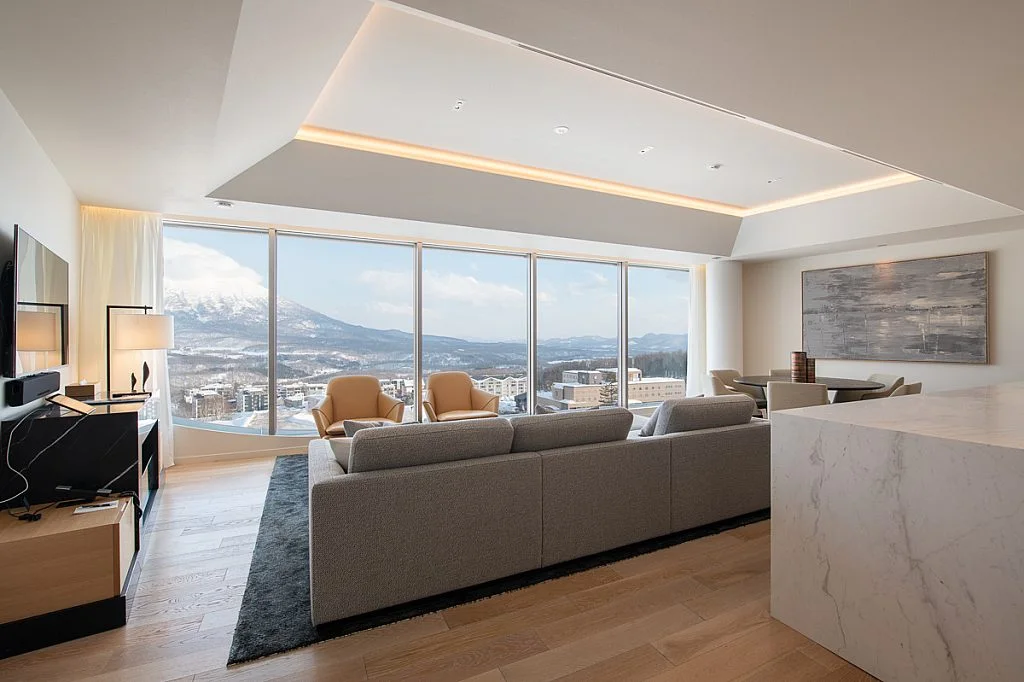 Skye Niseko three-bedroom family suite living room