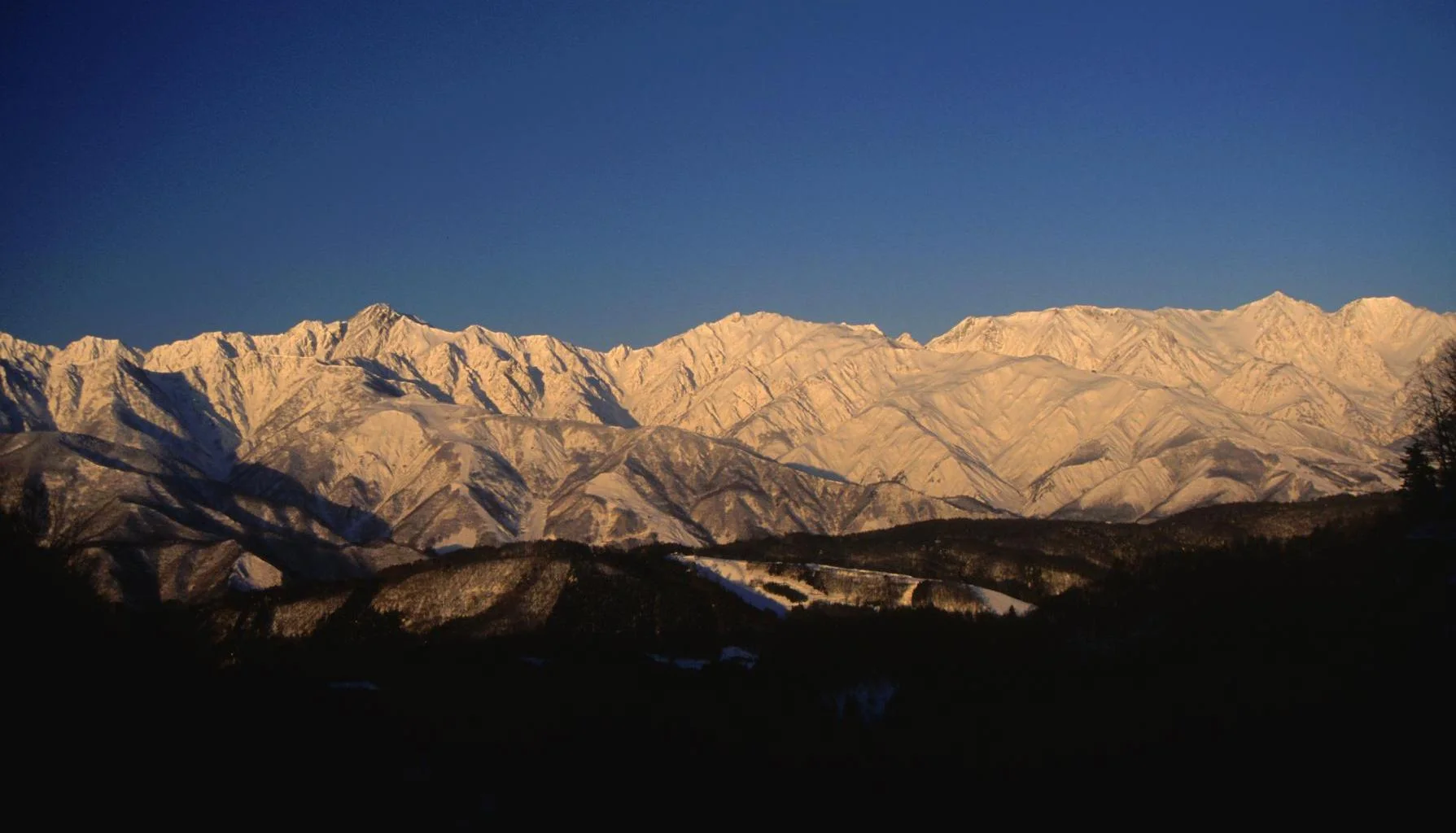 Mount Goryu seen from Kamishiro in southern Hakuba, close to the Goryu lodging area