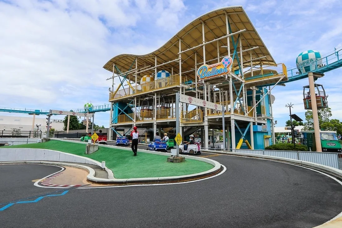 Family-friendly mobility attractions and themed ride area at Suzuka Circuit Park