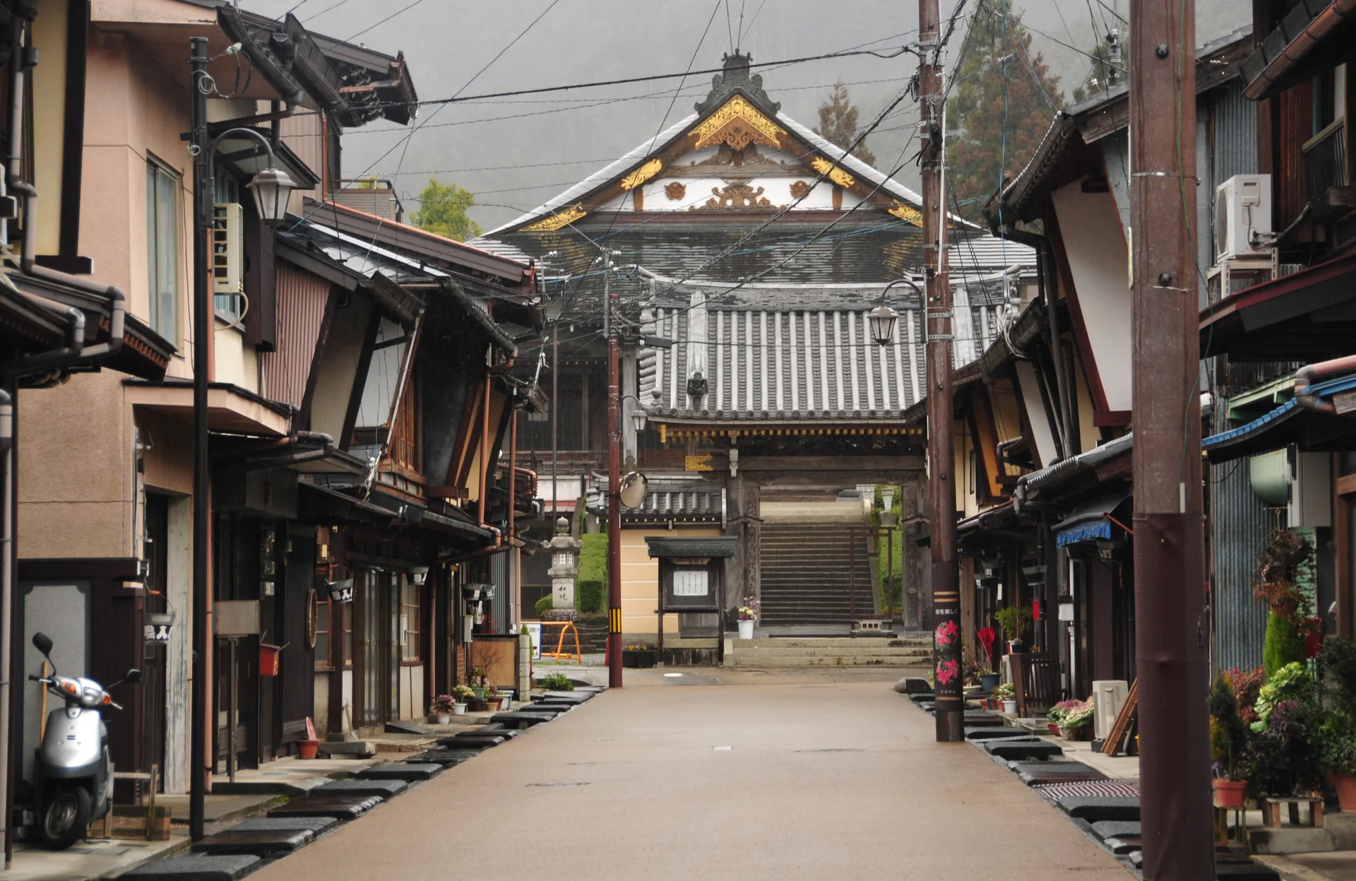 Gujo Hachiman streetscape near the August 16 Honmachi all-night dance area