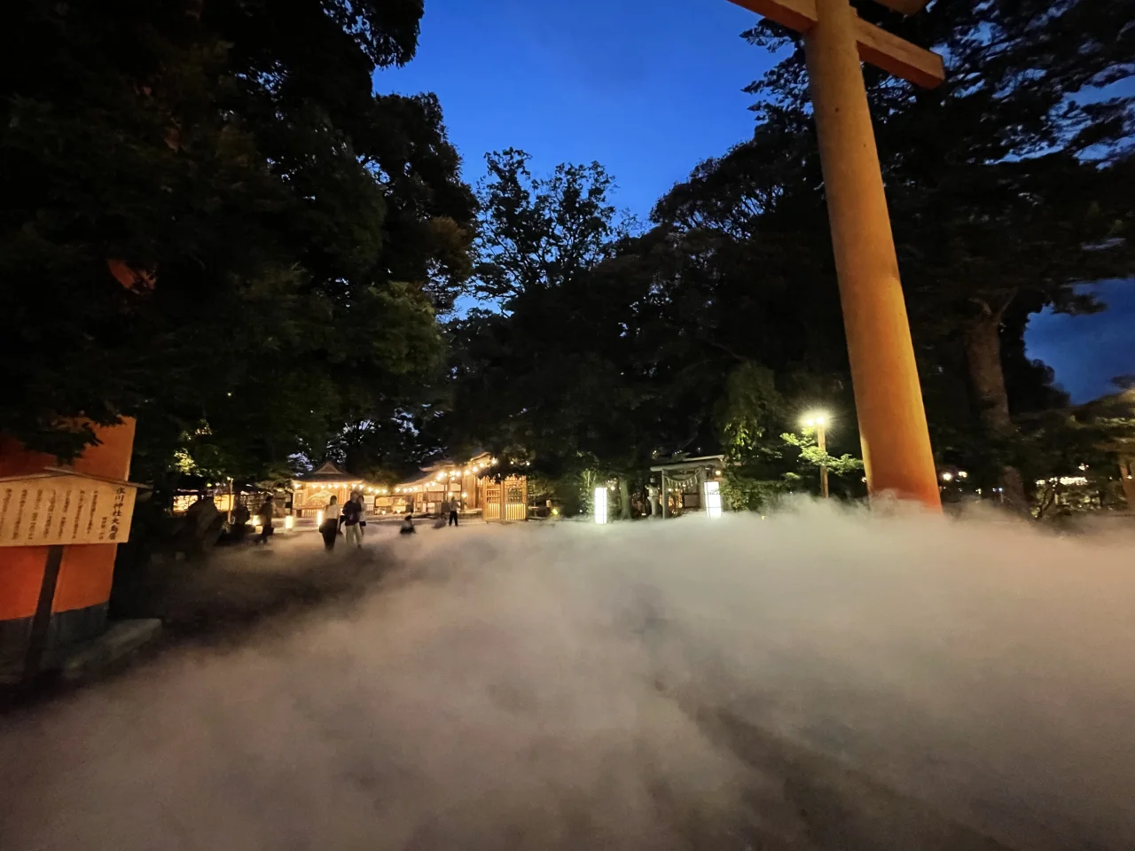 Evening light installation at Kawagoe Hikawa Shrine during Enmusubi Furin