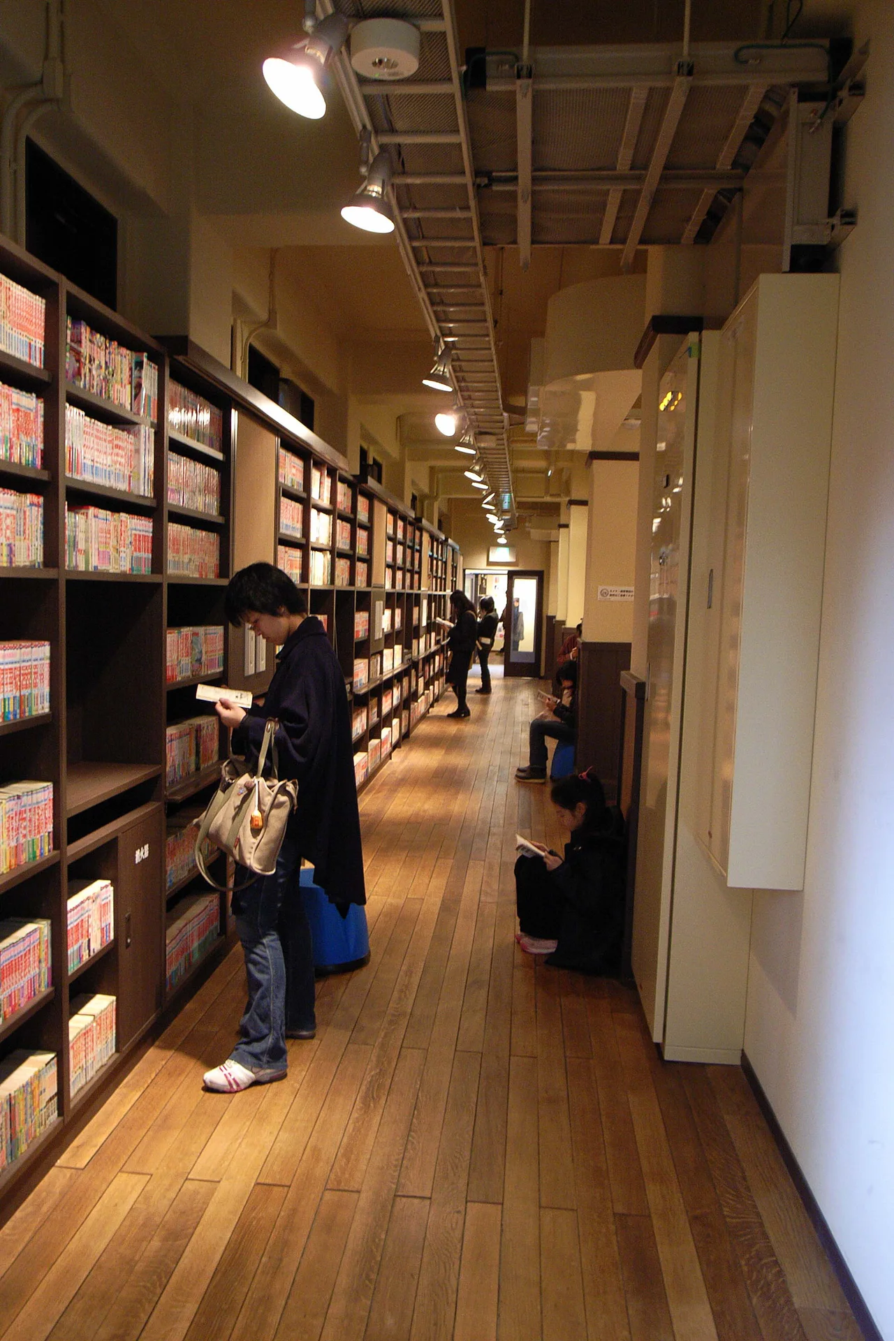 Manga Wall shelves at Kyoto International Manga Museum