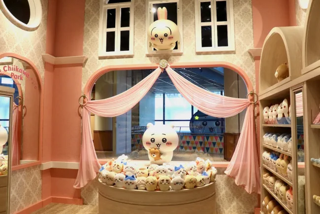 Chiikawa Park Tokyo merchandise area with character goods in Ikebukuro