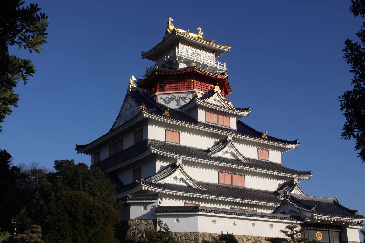 Pre-closure view of Ise Ninja Kingdom and its Azuchi Castle landmark; the attraction has been closed for renovation since July 23, 2026