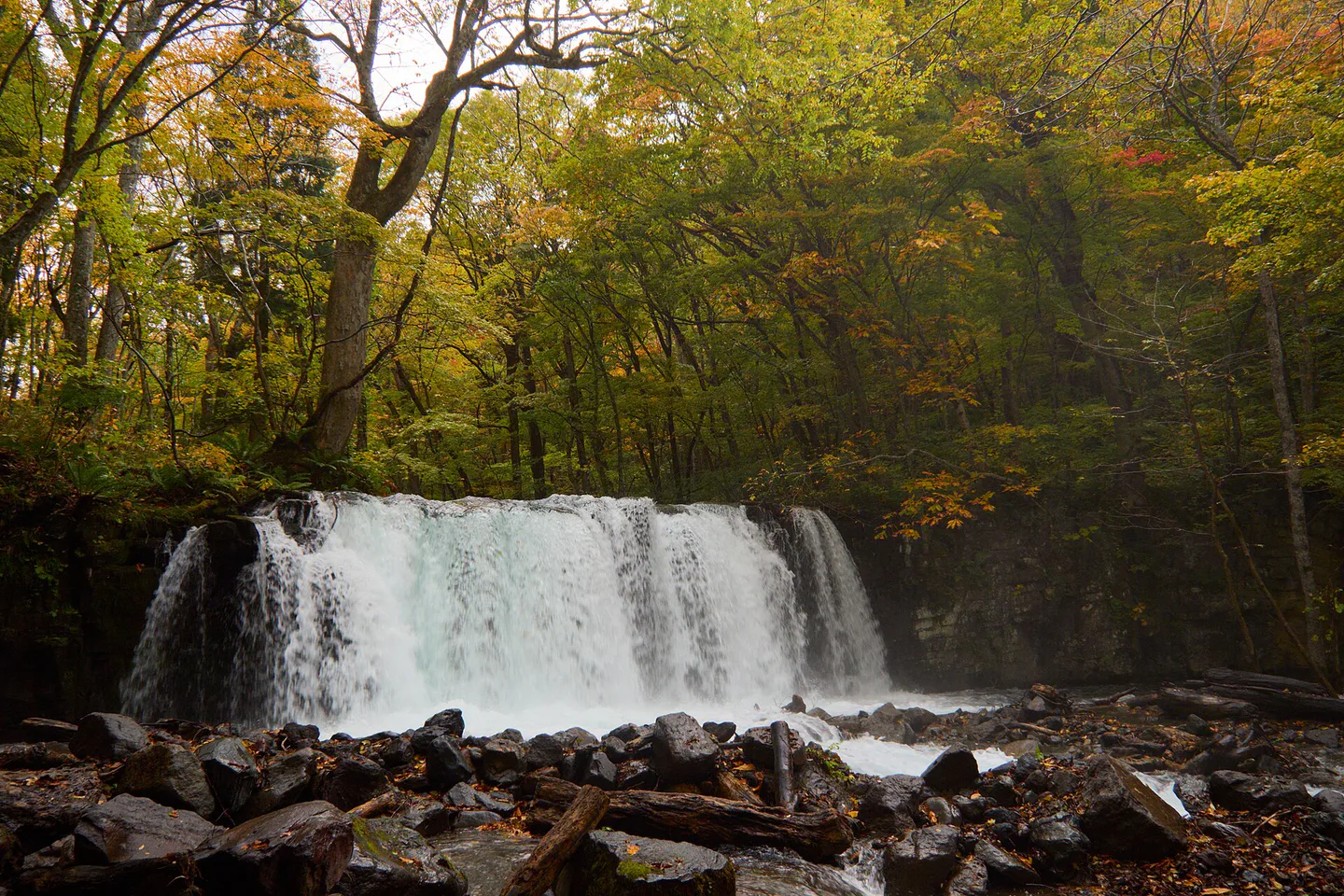 Choshi Otaki waterfall on an Oirase car versus public transport route