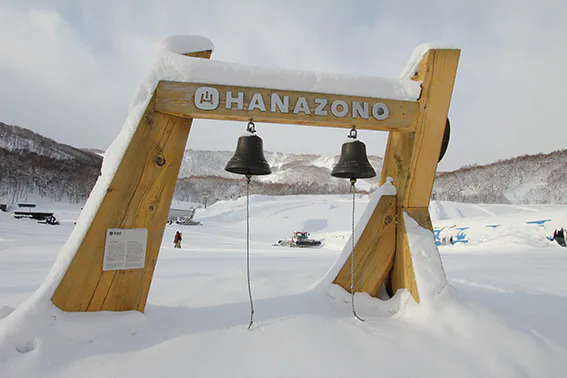 Snow-covered ski-room exit used to verify hotel-to-slope access in Niseko