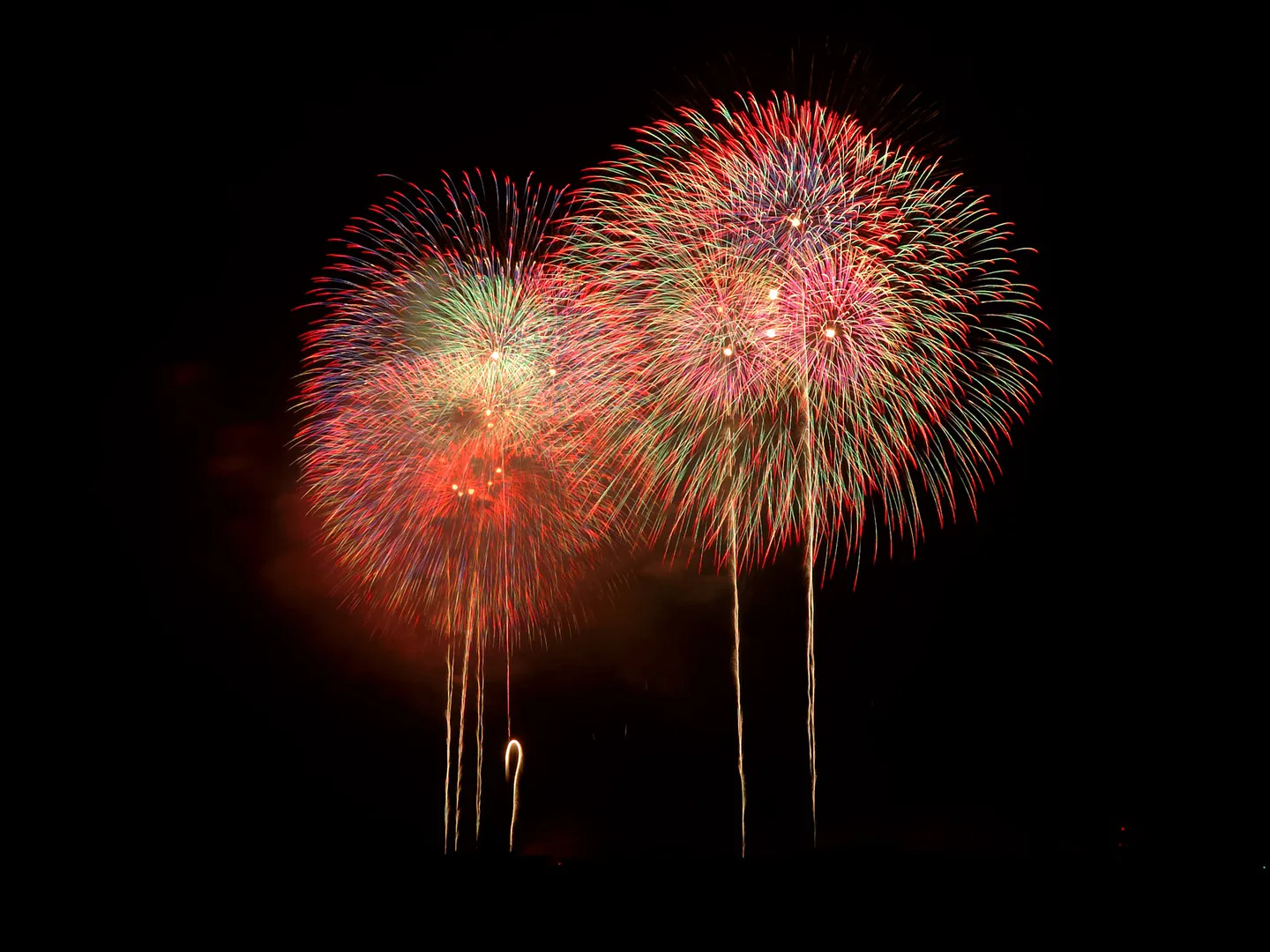 Nagaoka Fireworks filling the sky above the Shinano River