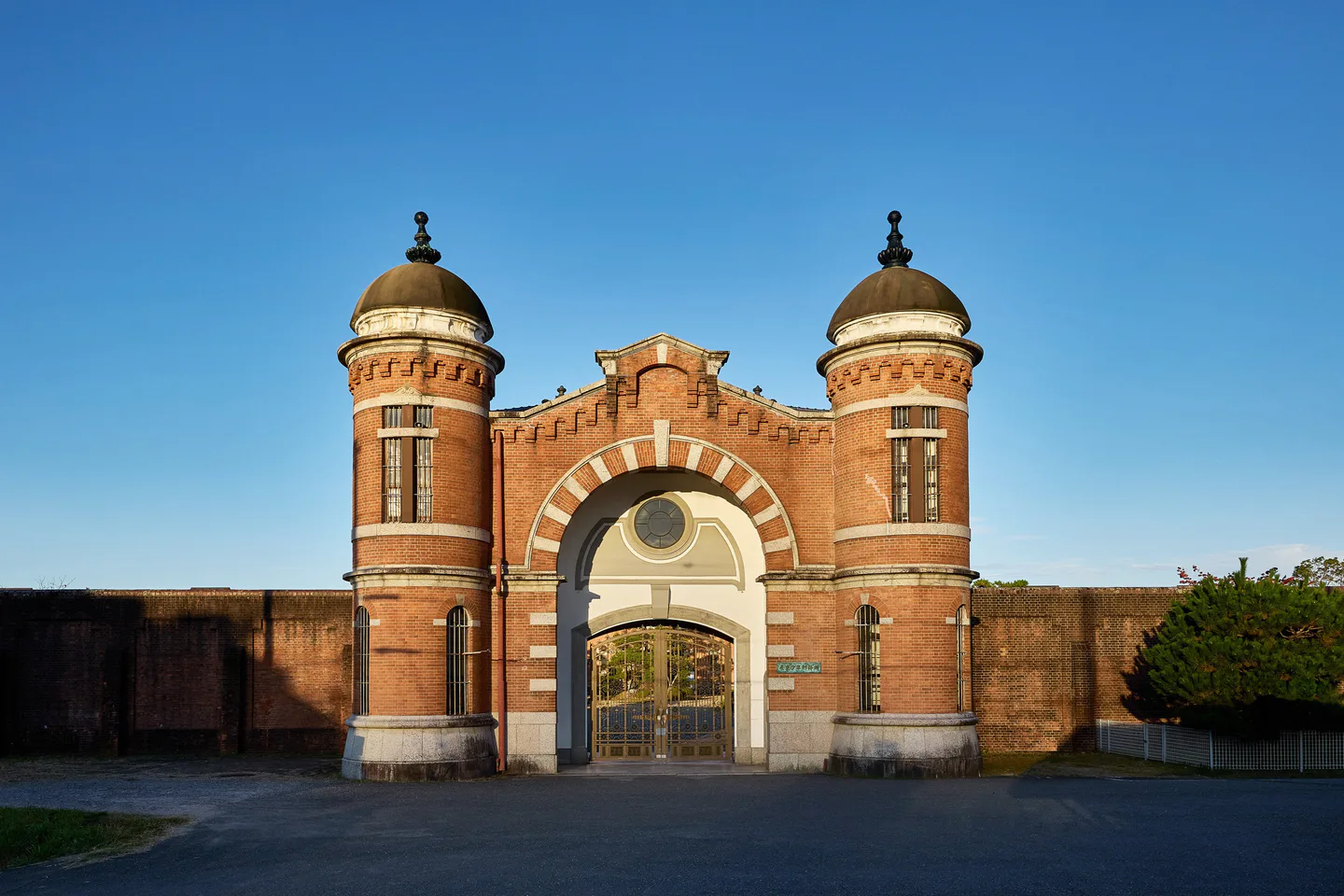 Red-brick buildings and central guard station at Nara Prison Museum